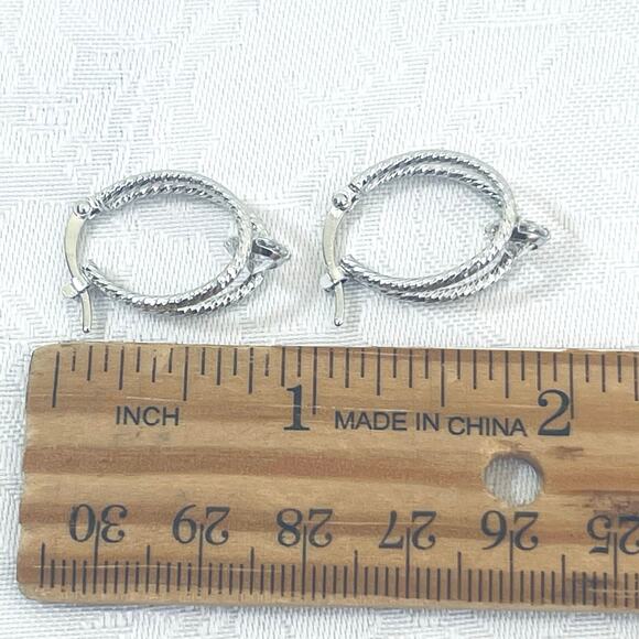 Vtg Jacmel JCM Sterling Silver 925 CZ Double Hoop Earrings Textured - Picture 6 of 6